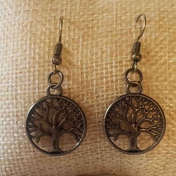 Pair of Bronze tone Tree of Life Earrings, NWOT - Picture 2 of 2